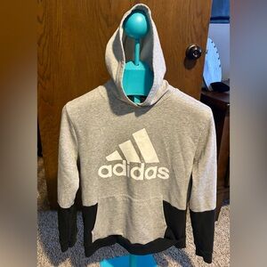 Adidas hoodie sweater two tone grey and black logo on chest